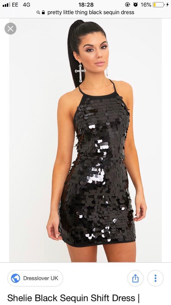 black sequin dress pretty little thing
